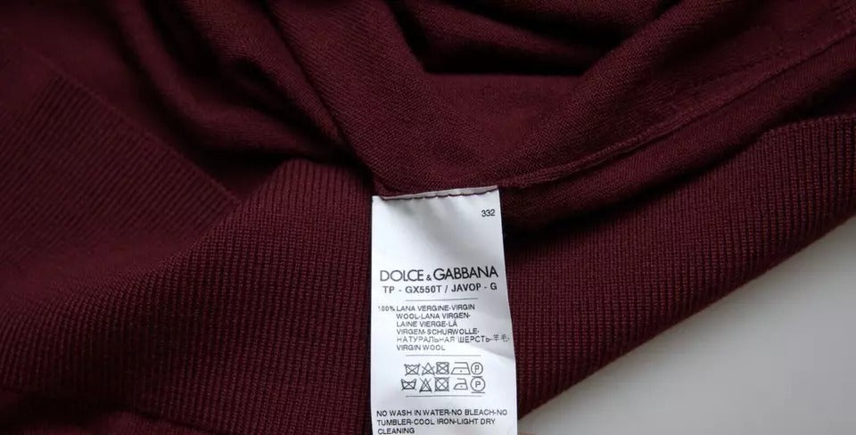 Dolce & Gabbana Bordeaux wollen gebreide trui met ronde hals