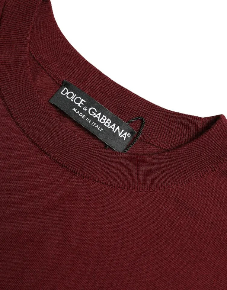 Dolce & Gabbana Bordeaux wollen gebreide trui met ronde hals