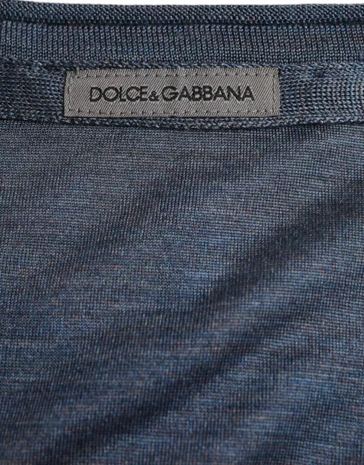 Dolce & Gabbana Donkerblauwe Zijden Ronde Hals Trui