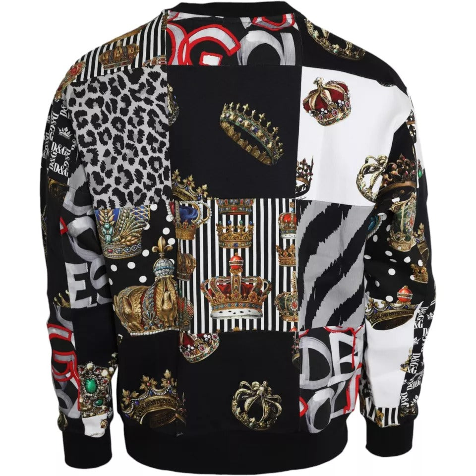 Dolce & Gabbana Multicolor Crown Print Patchwork Sweatshirt Trui