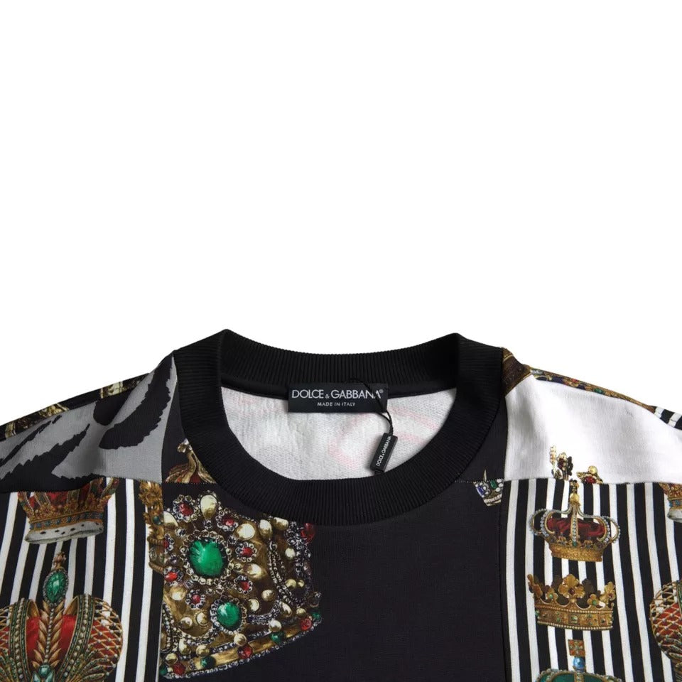 Dolce & Gabbana Multicolor Crown Print Patchwork Sweatshirt Trui