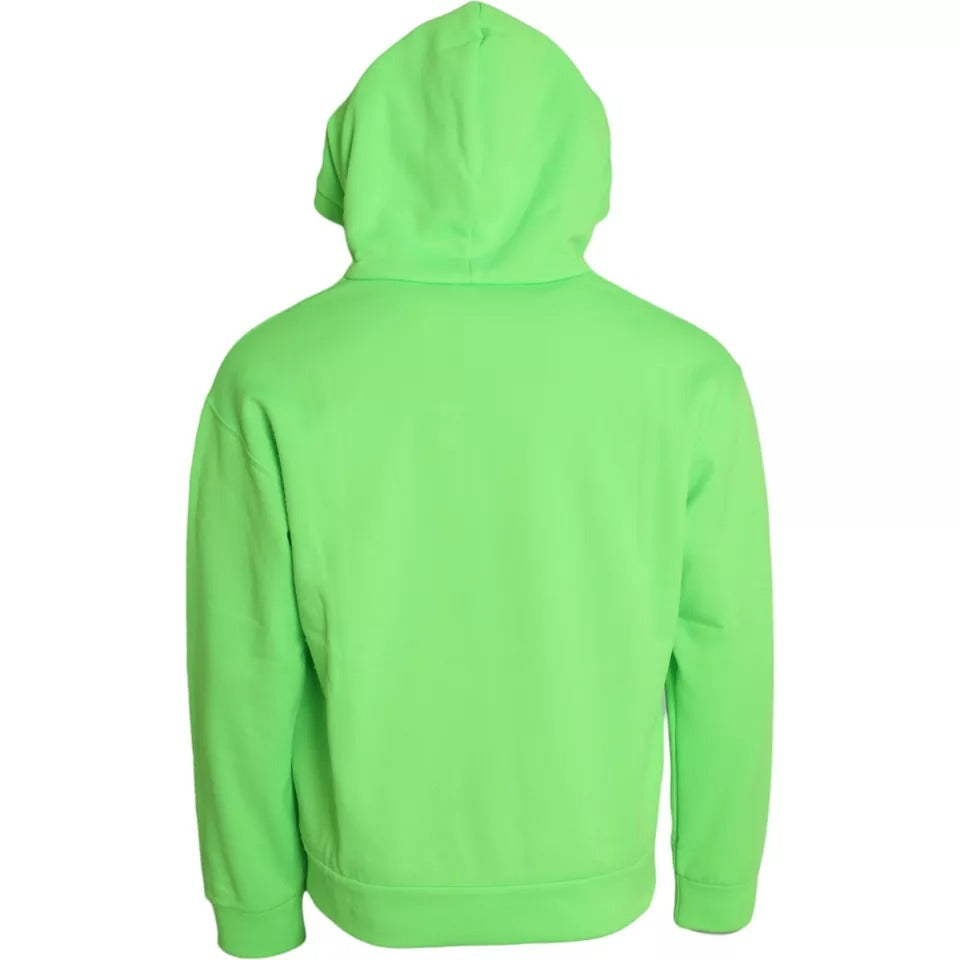 Dolce & Gabbana Neon Green Logo Pullover Capuchon Sweatshirt Trui