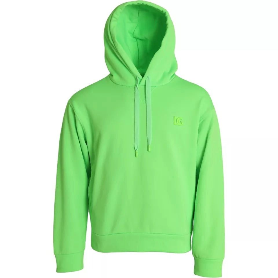 Dolce & Gabbana Neon Green Logo Pullover Capuchon Sweatshirt Trui