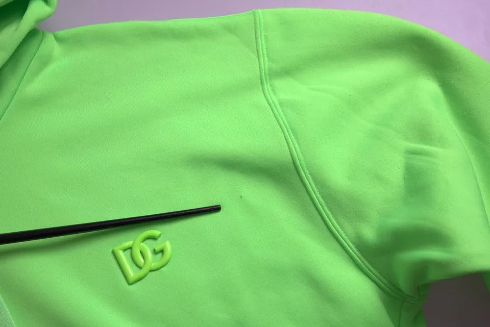 Dolce & Gabbana Neon Green Logo Pullover Capuchon Sweatshirt Trui