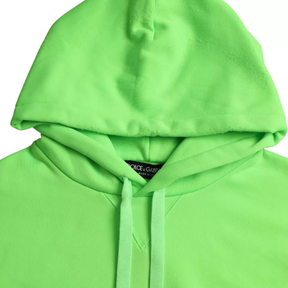 Dolce & Gabbana Neon Green Logo Pullover Capuchon Sweatshirt Trui