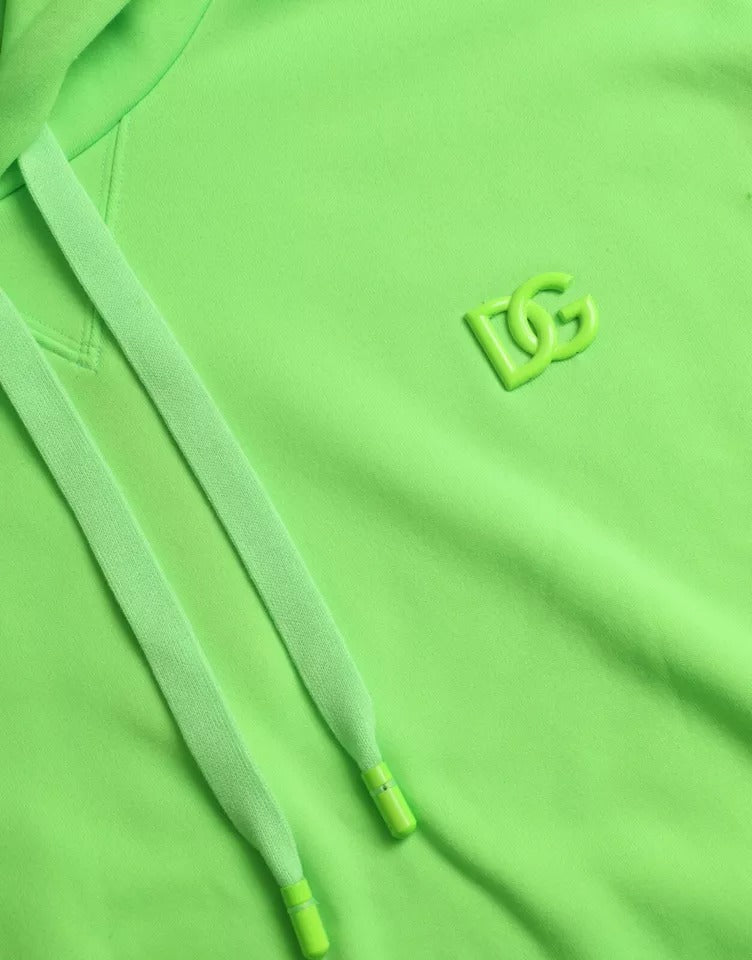 Dolce & Gabbana Neon Green Logo Pullover Capuchon Sweatshirt Trui