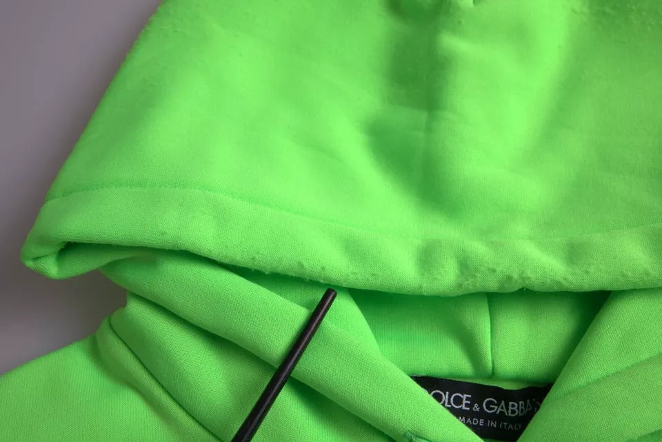 Dolce & Gabbana Neon Green Logo Pullover Capuchon Sweatshirt Trui