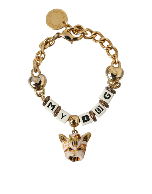 Dolce & Gabbana Goudkleurige Messing Ketting MY DOG Hart Armband