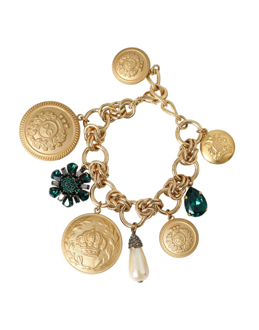 Dolce & Gabbana Goudkleurige Messing Ketting Kristal Dames Armband