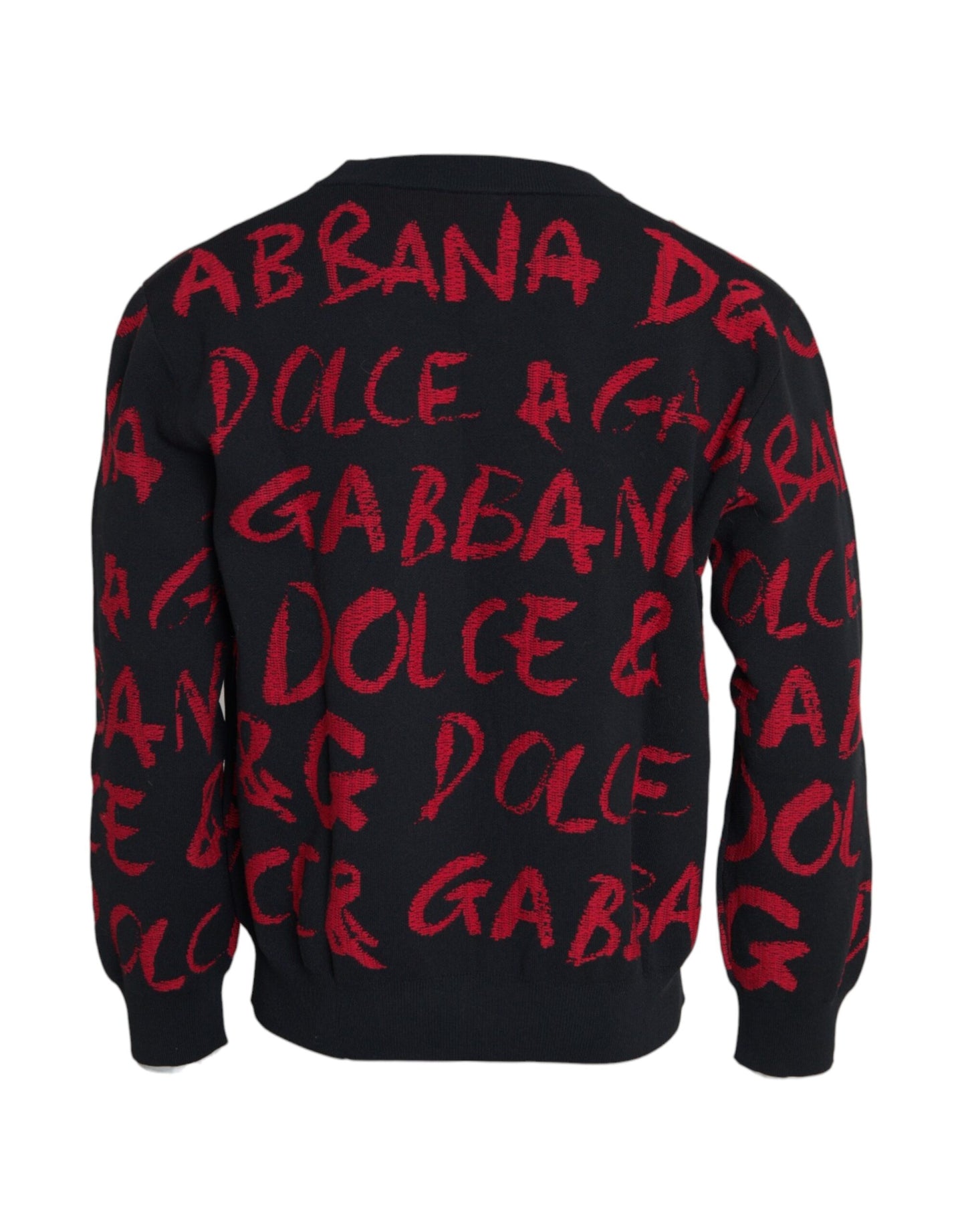 Dolce & Gabbana Zwart Rood Logo Ronde Hals Sweatshirt Heren Trui