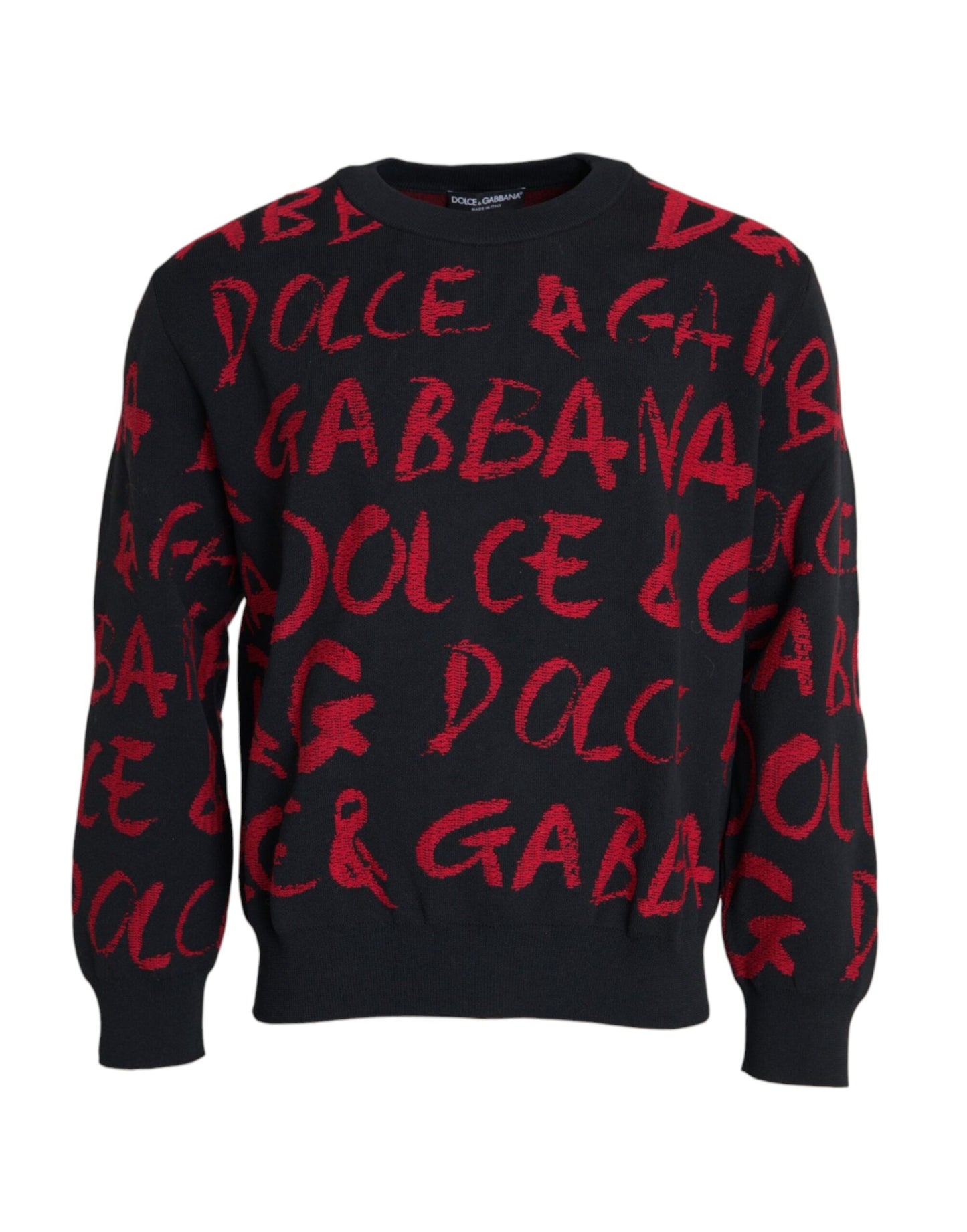 Dolce & Gabbana Zwart Rood Logo Ronde Hals Sweatshirt Heren Trui