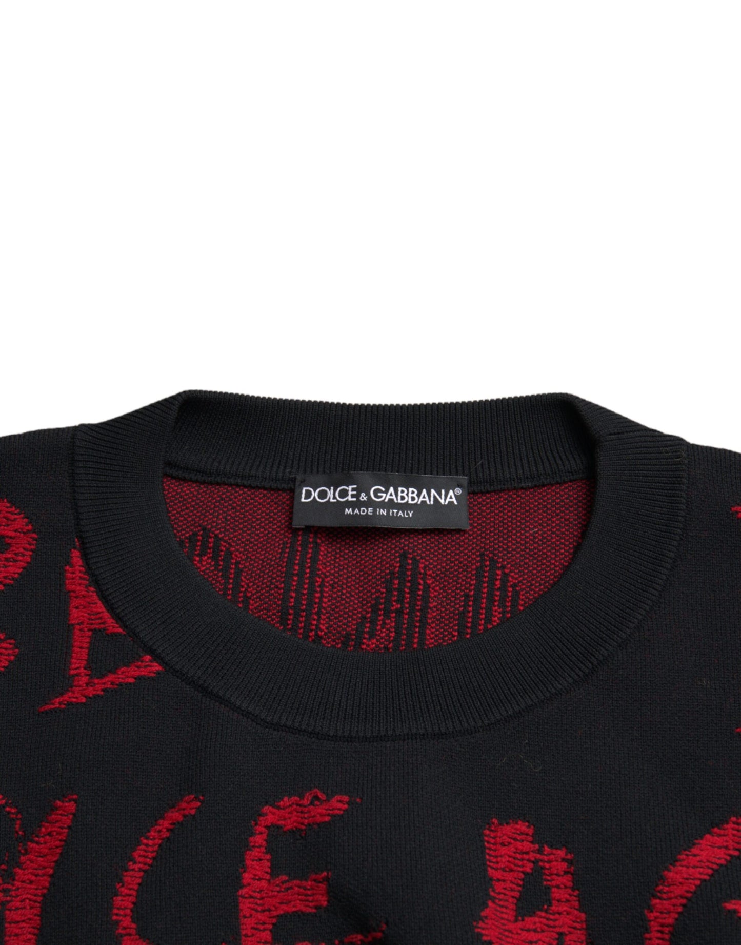 Dolce & Gabbana Zwart Rood Logo Ronde Hals Sweatshirt Heren Trui