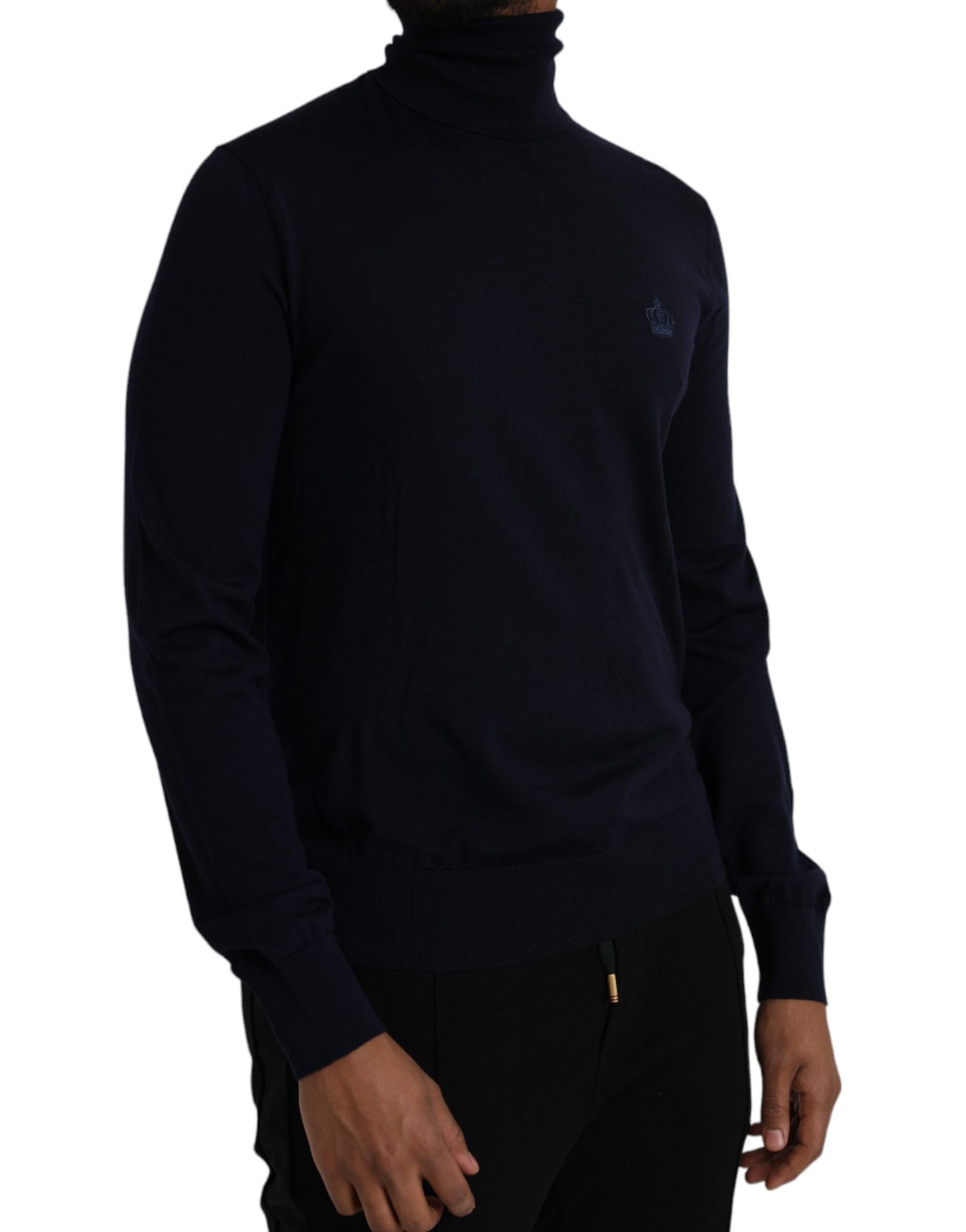 Dolce & Gabbana Blauwe Wollen Kroon Turtleneck Trui