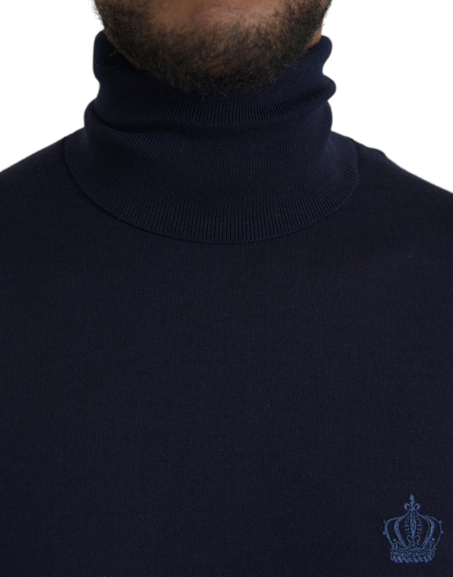 Dolce & Gabbana Blauwe Wollen Kroon Turtleneck Trui