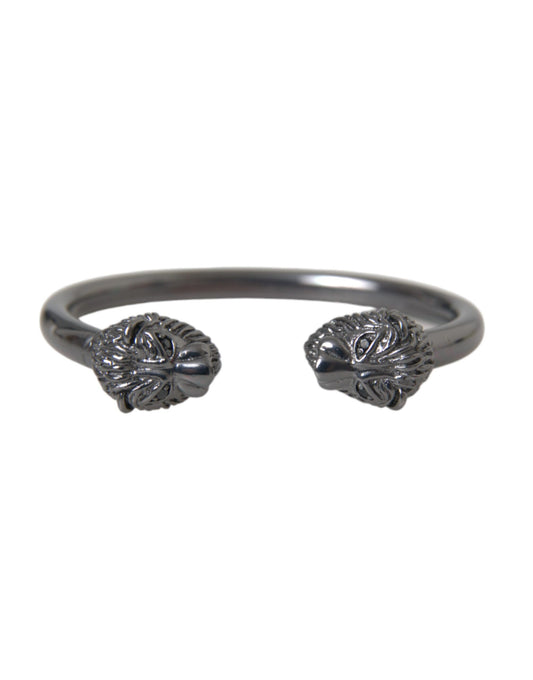 Nialaya Zwarte Rhodium Leeuw Bangle Armband Dames