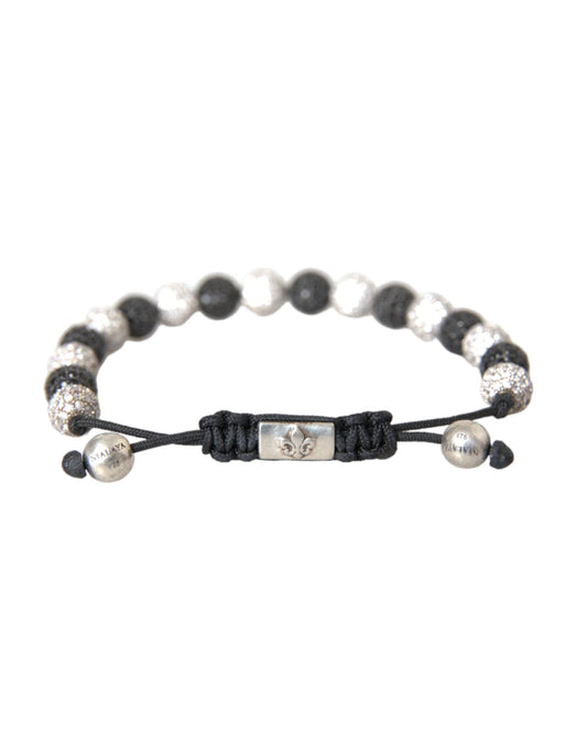 Nialaya CZ Crystal Ball Zwart Wit Kralen Armband