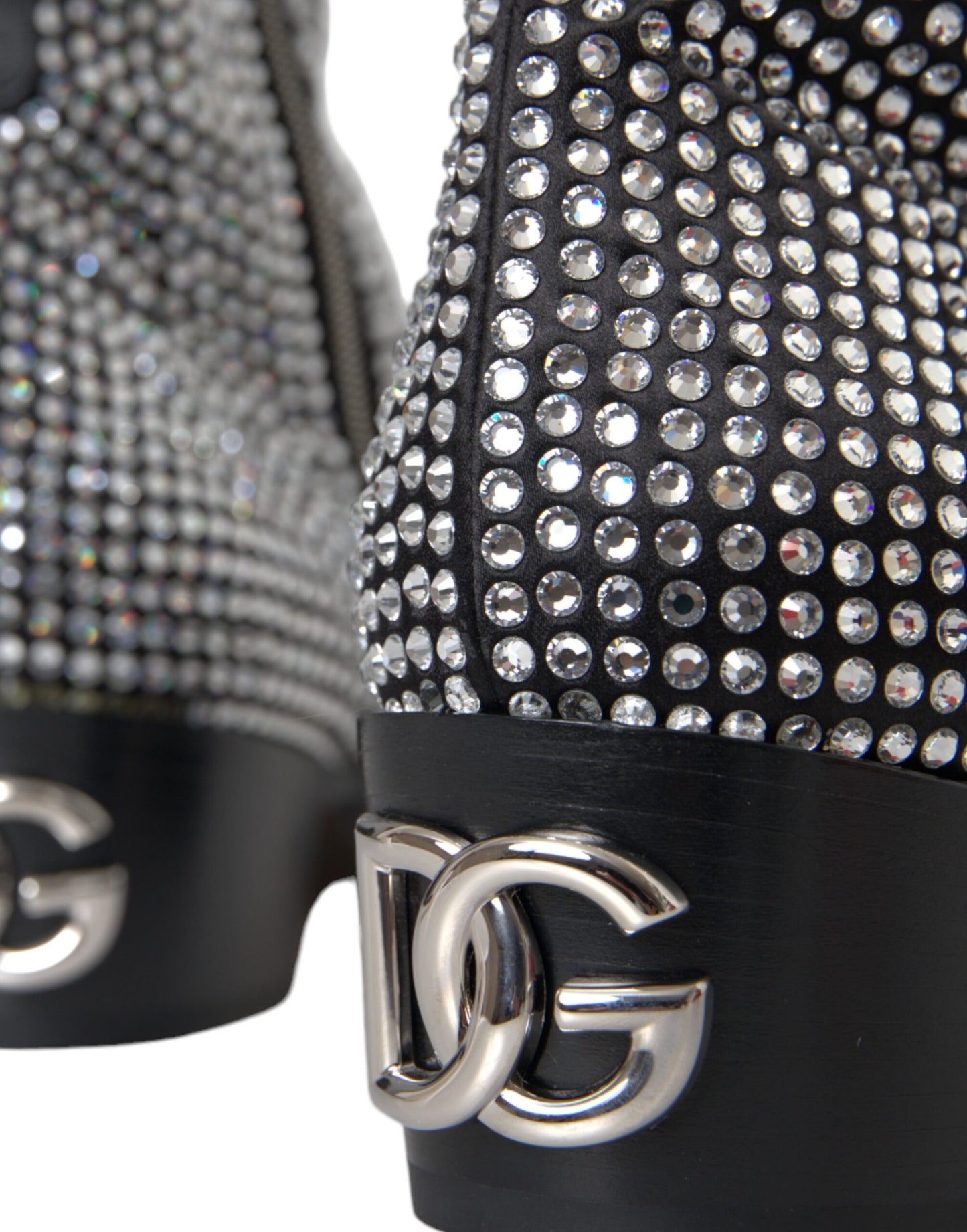 Dolce & Gabbana Zwarte Strass Kristallen Chelsea Laarzen Schoenen