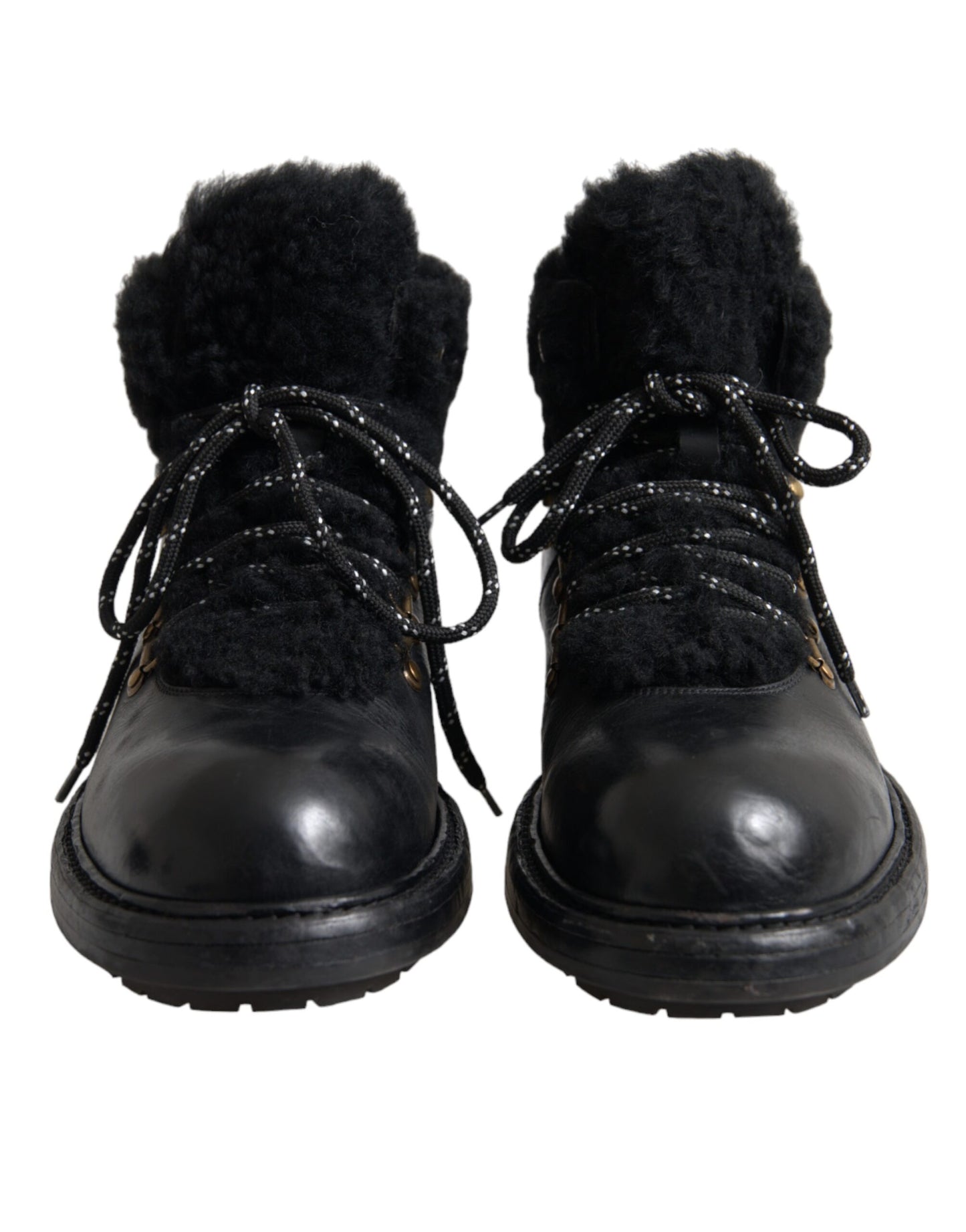 Dolce & Gabbana Zwarte Leren Bernini Shearling Laarzen Schoenen