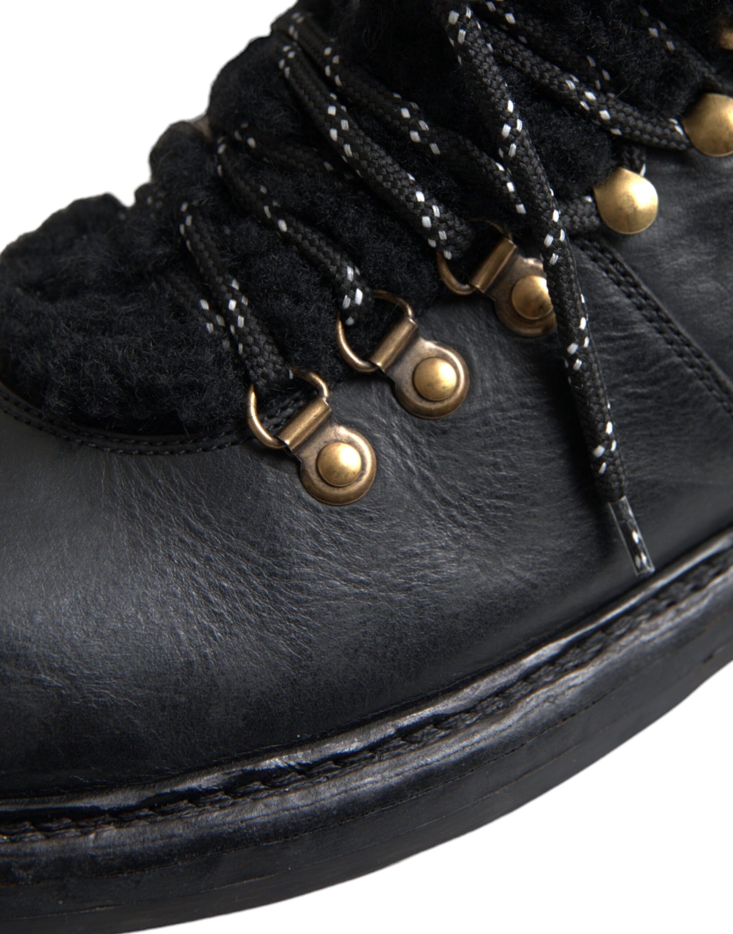 Dolce & Gabbana Zwarte Leren Bernini Shearling Laarzen Schoenen