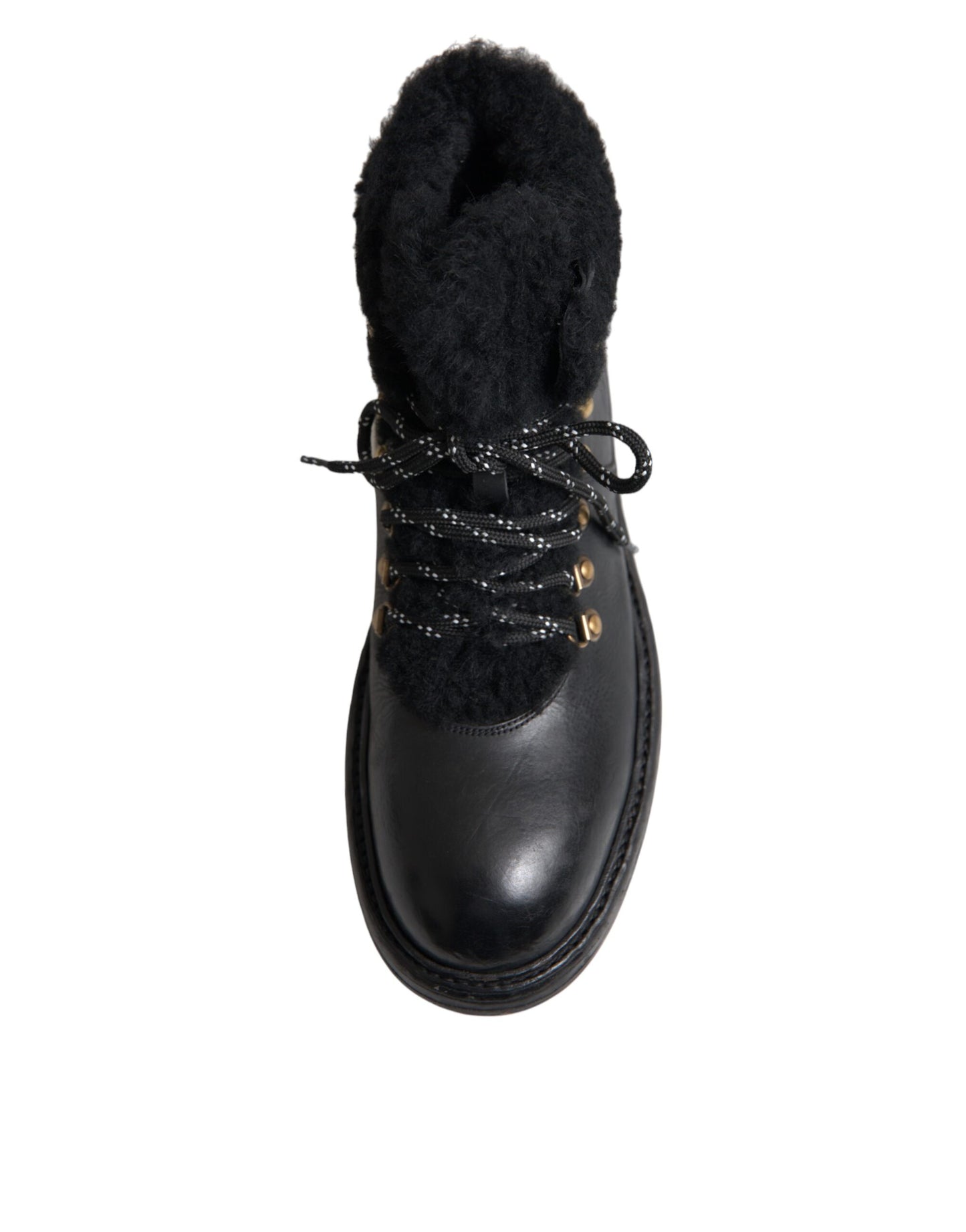 Dolce & Gabbana Zwarte Leren Bernini Shearling Laarzen Schoenen