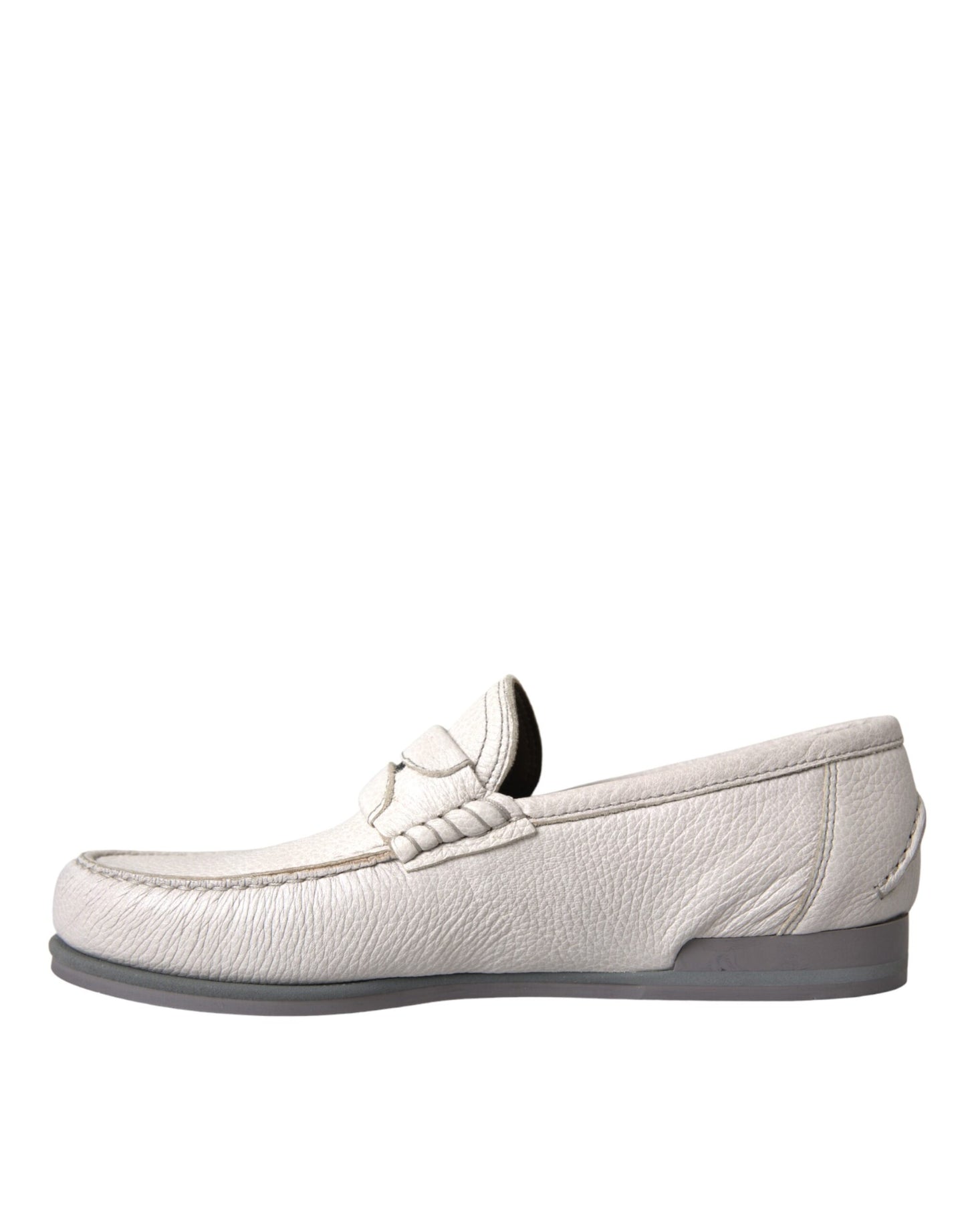 Dolce & Gabbana Wit Grijs Leren Slip Mocassin Schoenen Loafer