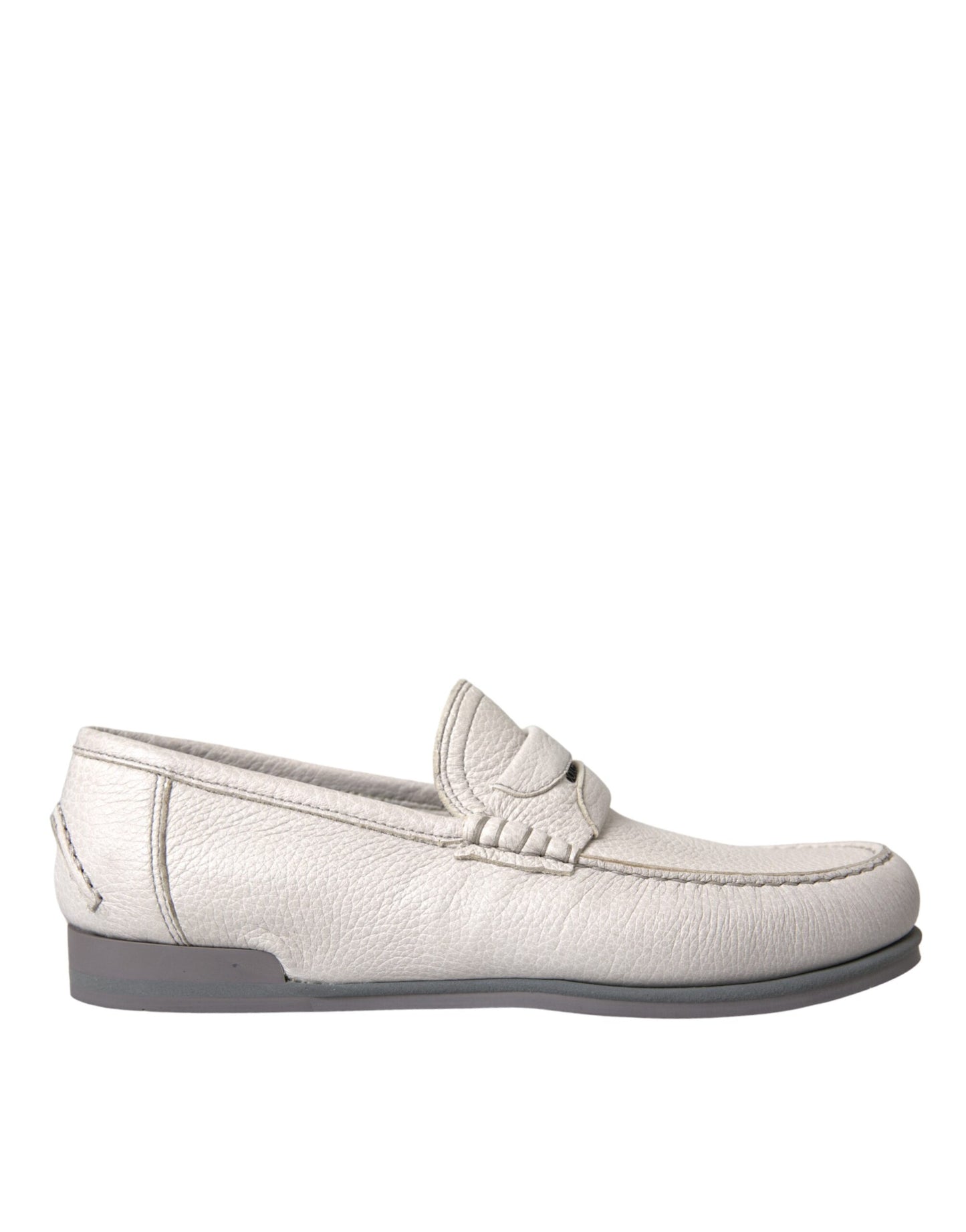 Dolce & Gabbana Wit Grijs Leren Slip Mocassin Schoenen Loafer