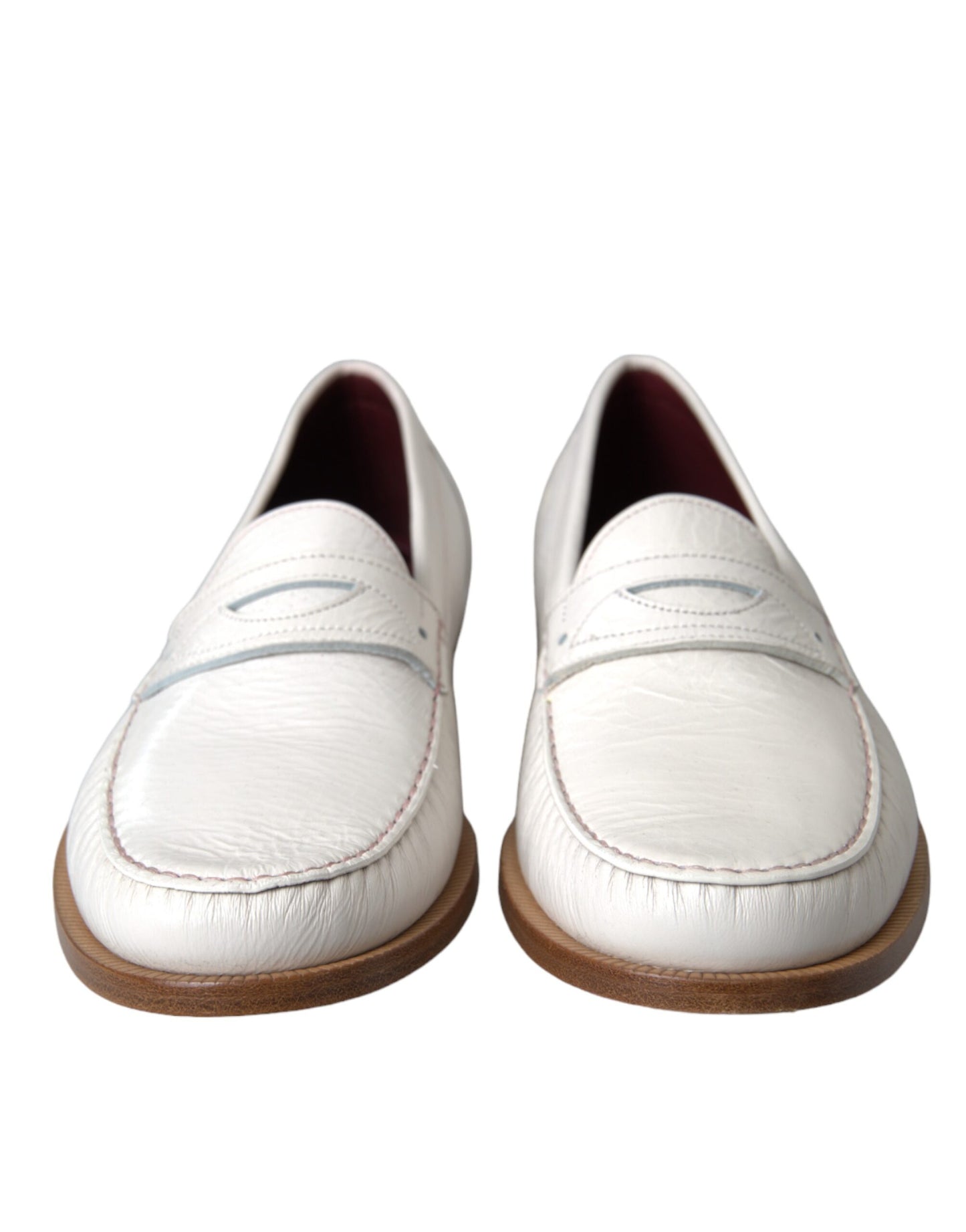 Dolce & Gabbana Witte Leren Slip On Mocassin Loafers Schoenen