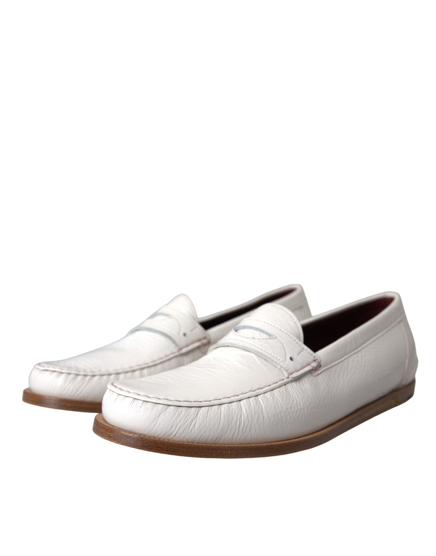 Dolce & Gabbana Witte Leren Slip On Mocassin Loafers Schoenen