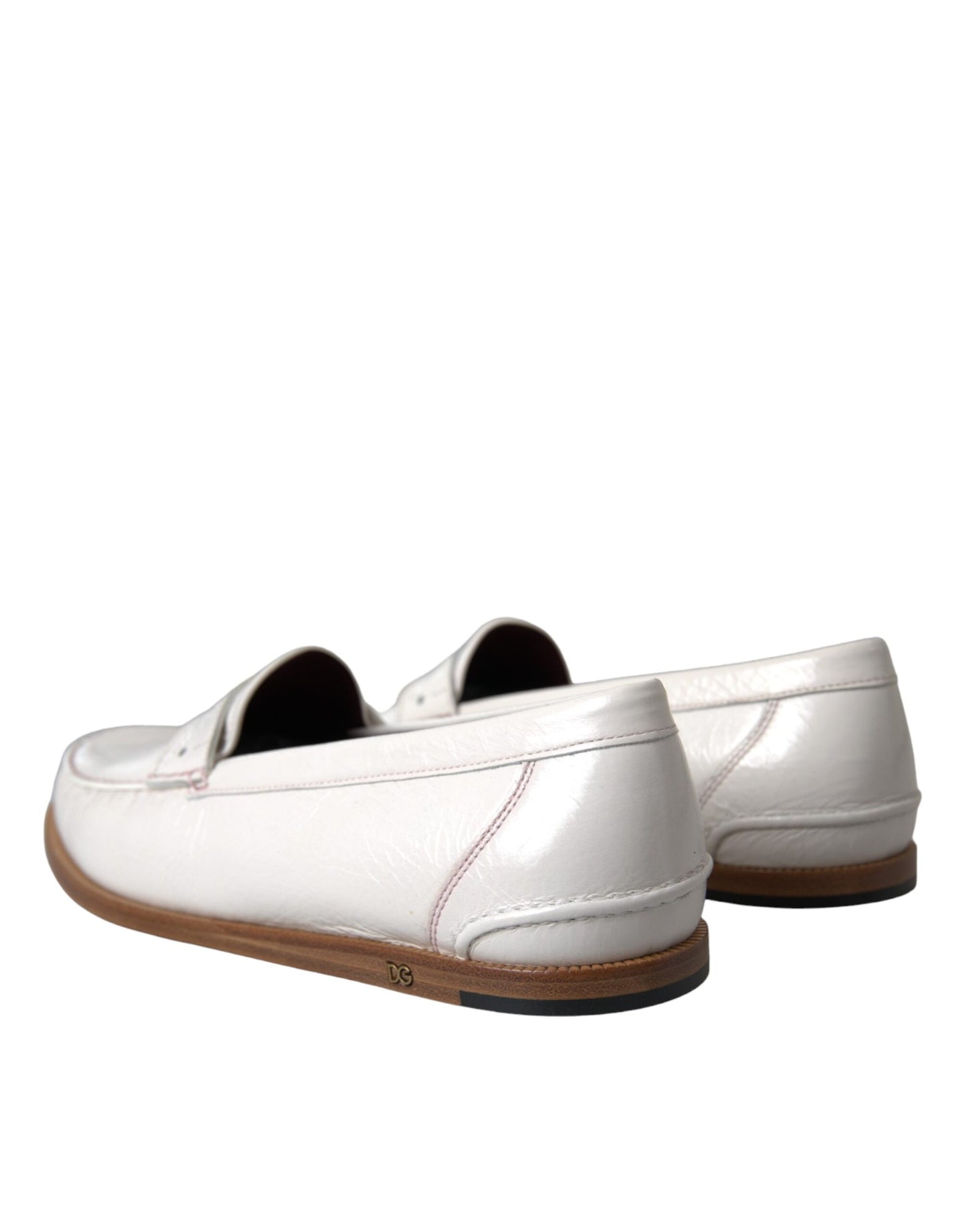 Dolce & Gabbana Witte Leren Slip On Mocassin Loafers Schoenen