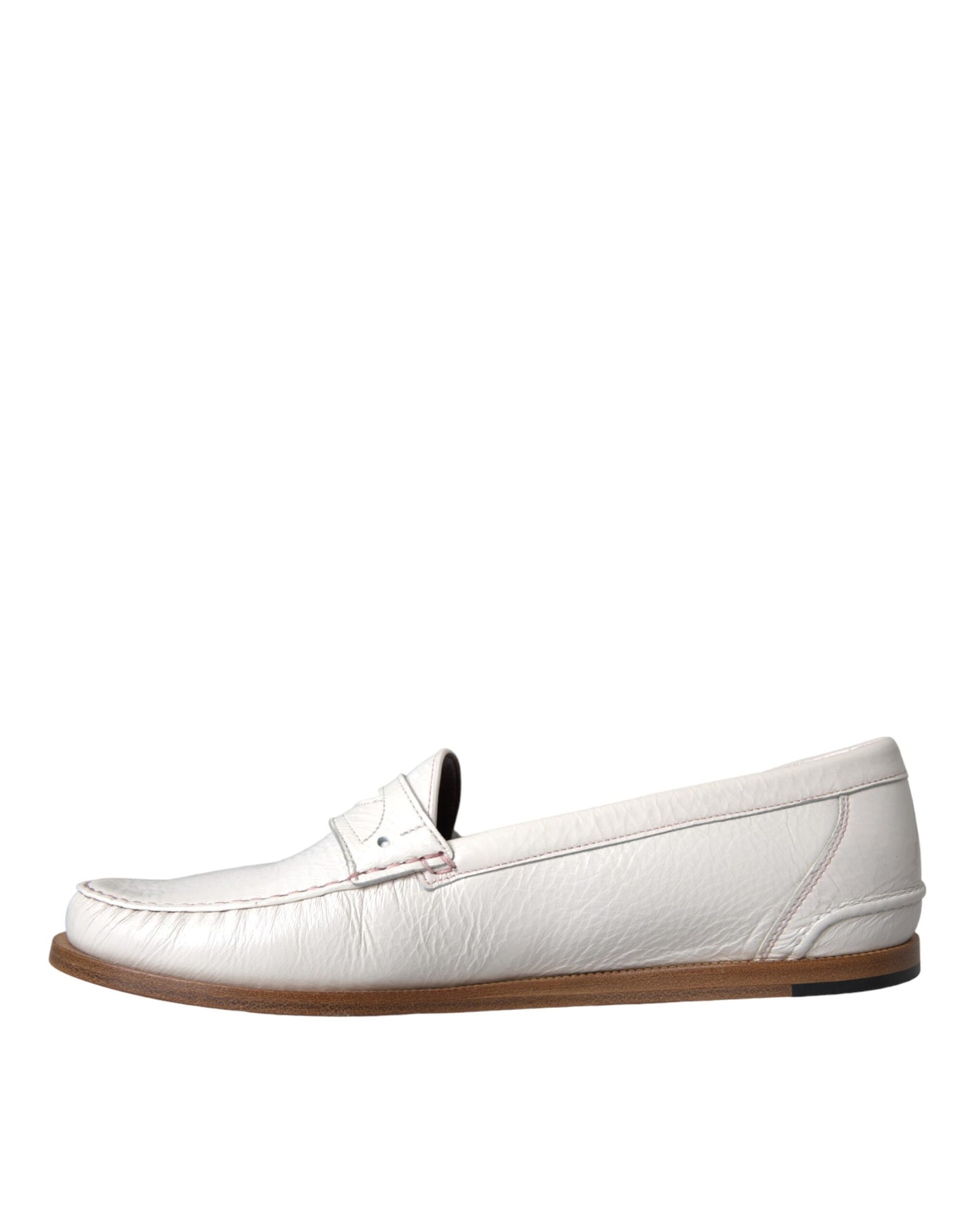 Dolce & Gabbana Witte Leren Slip On Mocassin Loafers Schoenen