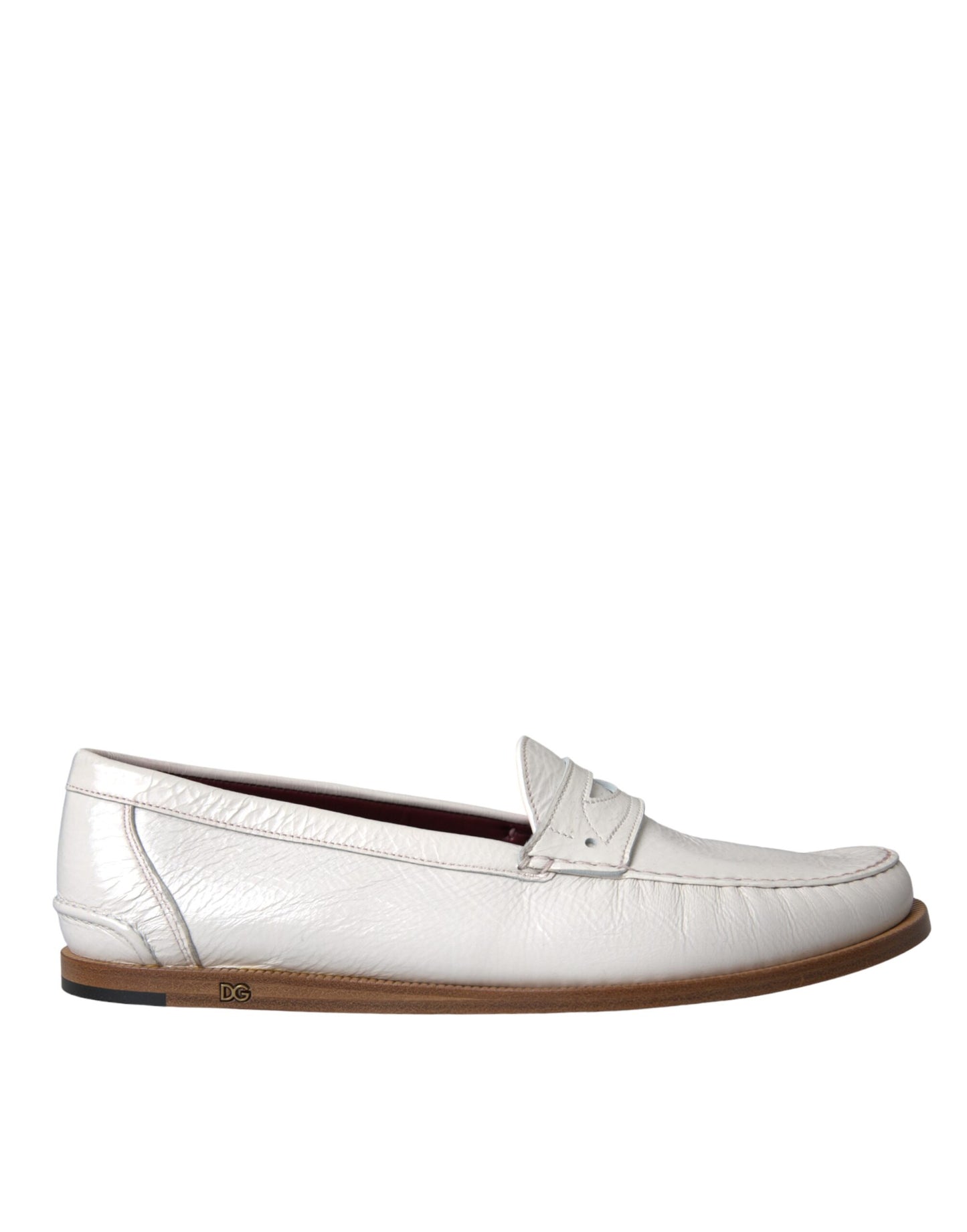 Dolce & Gabbana Witte Leren Slip On Mocassin Loafers Schoenen