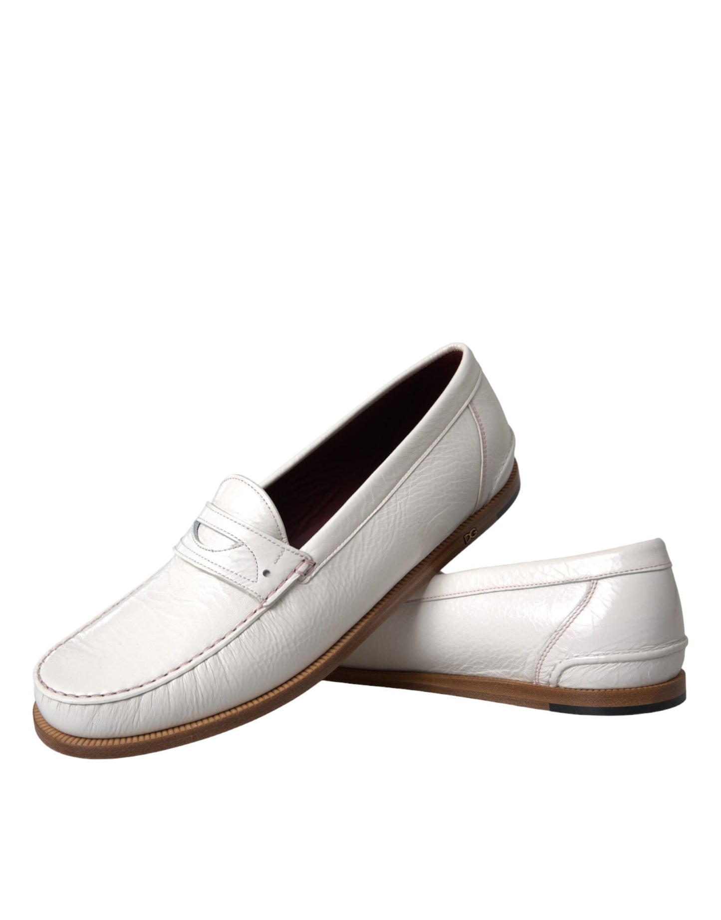 Dolce & Gabbana Witte Leren Slip On Mocassin Loafers Schoenen