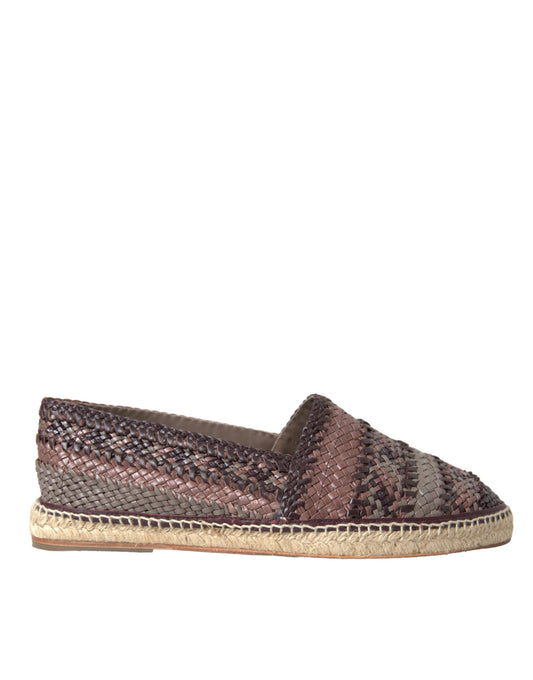 Dolce & Gabbana Bruine Buffelleren Espadrille Flats Schoenen