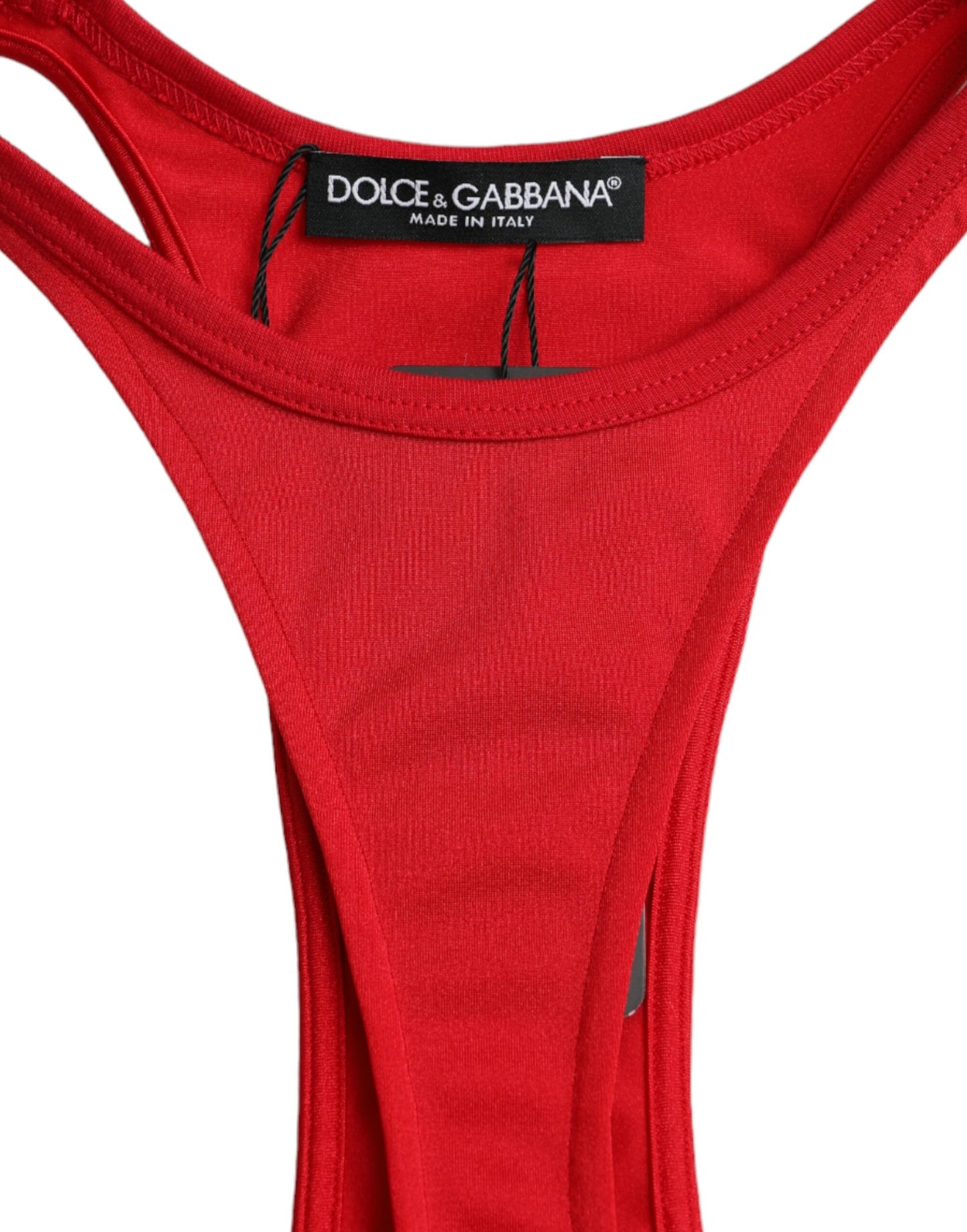 Dolce & Gabbana Rode Nylon Stretch Bodycon Sheath Mini Jurk