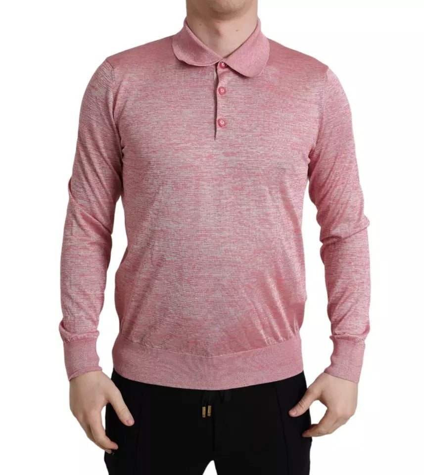 Dolce & Gabbana Roze Polyester Kraag Heren Pullover Trui