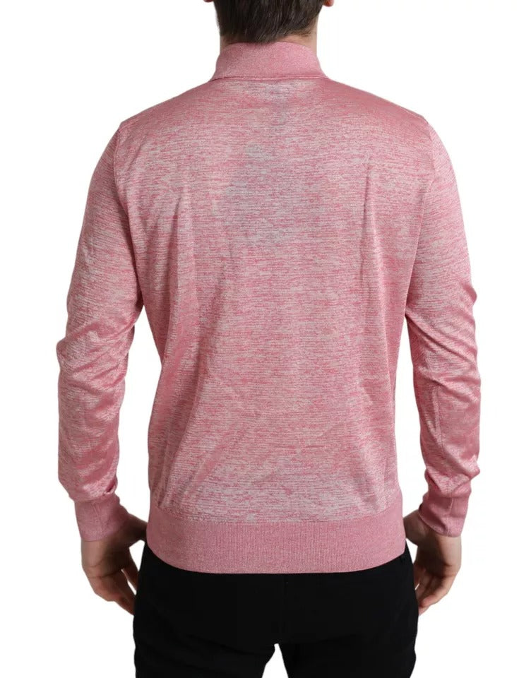 Dolce & Gabbana Roze Polyester Kraag Heren Pullover Trui