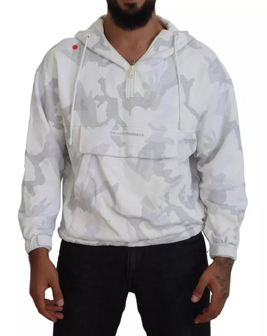 Dolce & Gabbana Witte Camouflage Capuchon Sweatshirt Trui