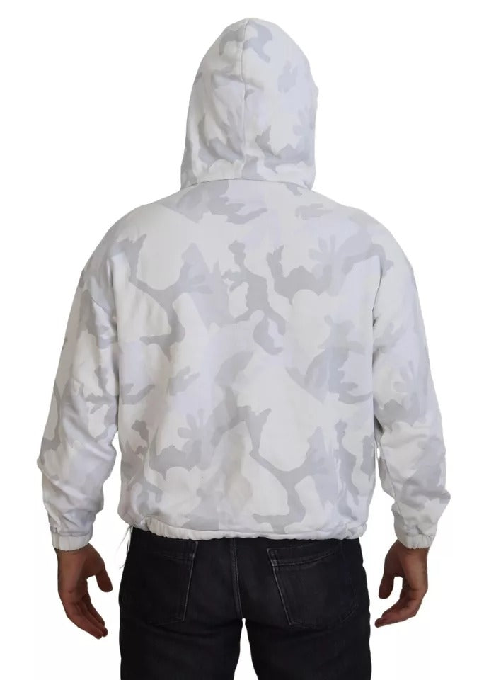 Dolce & Gabbana Witte Camouflage Capuchon Sweatshirt Trui