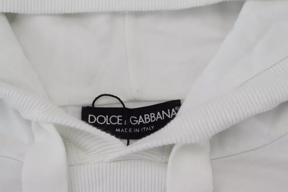 Dolce & Gabbana Witte Katoenen Capuchon Sweatshirt Logo Trui