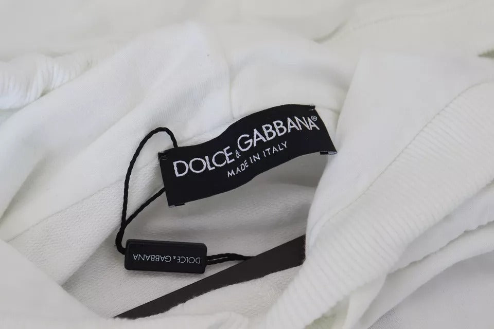 Dolce & Gabbana Witte Katoenen Capuchon Sweatshirt Logo Trui