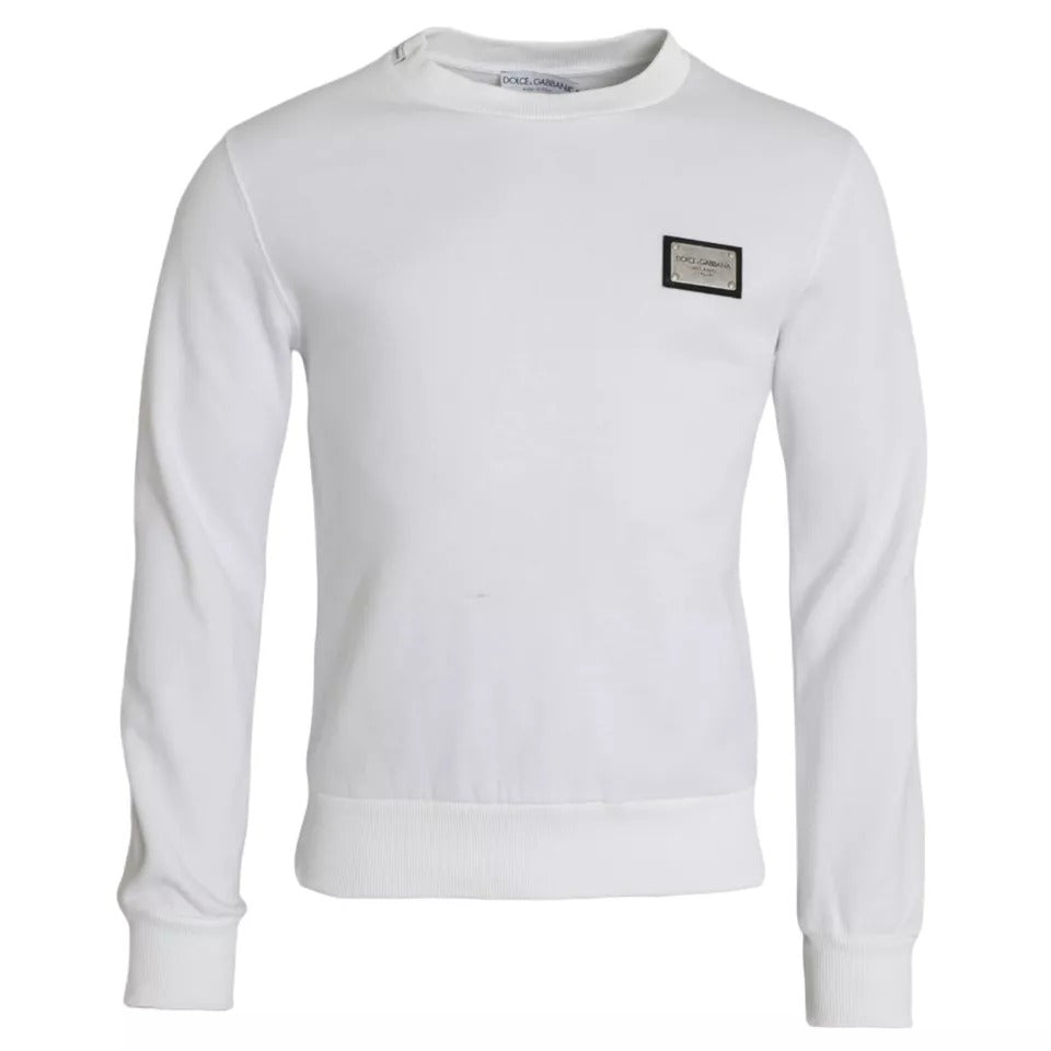 Dolce & Gabbana Witte Katoenen Logo Pullover Sweatshirt Trui