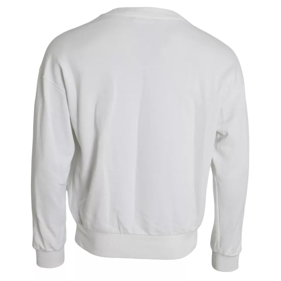 Dolce & Gabbana Witte Logo Reliëf Katoenen Heren Sweatshirt Trui