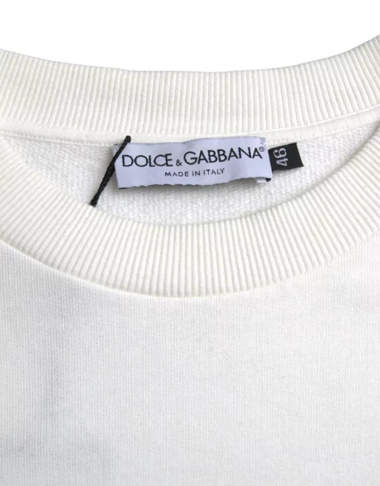 Dolce & Gabbana Witte Logo Katoenen Ronde Hals Trui