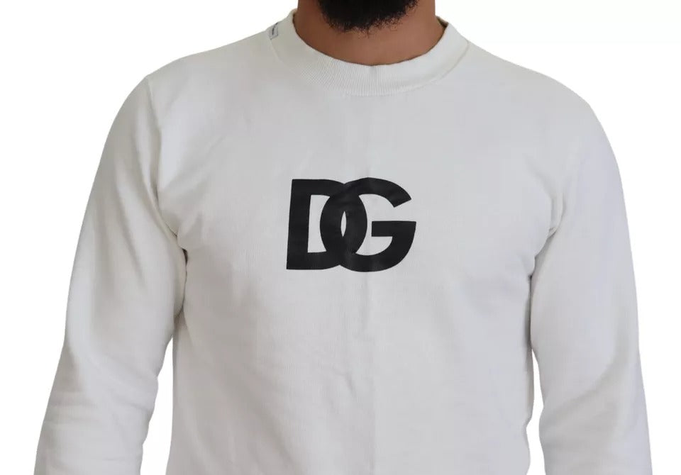 Dolce & Gabbana Witte Logo Katoenen Ronde Hals Trui