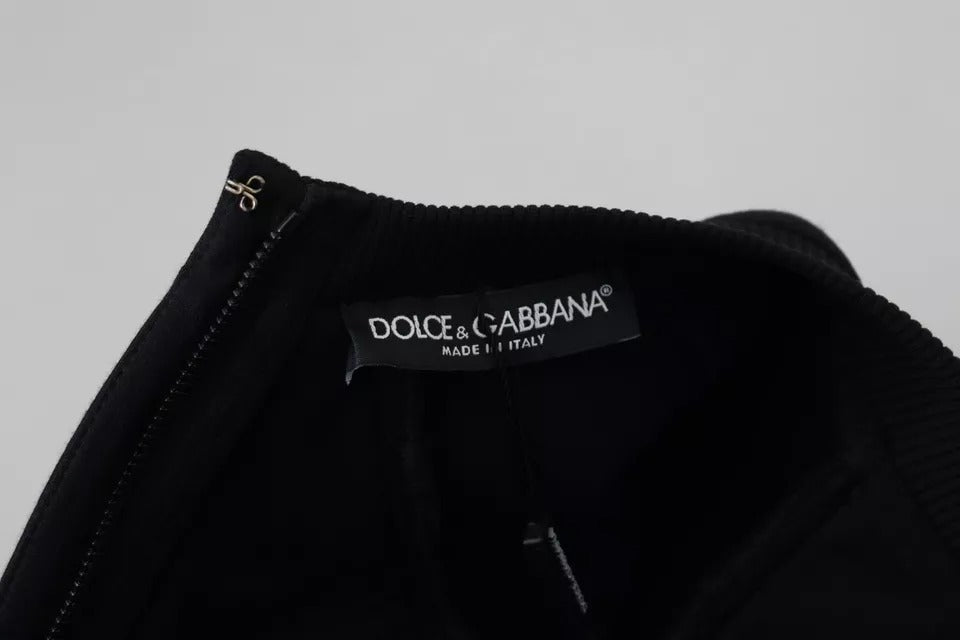 Dolce & Gabbana Zwarte A-lijn Mini Jurk met Lange Mouwen van Katoen