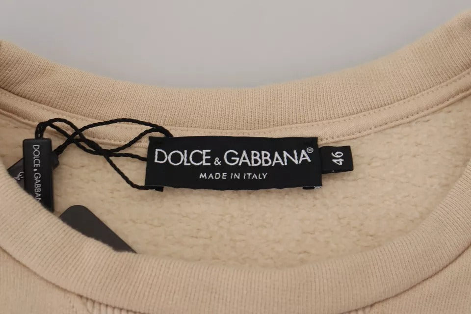 Dolce & Gabbana Beige Amore Katoenen Ronde Hals Trui