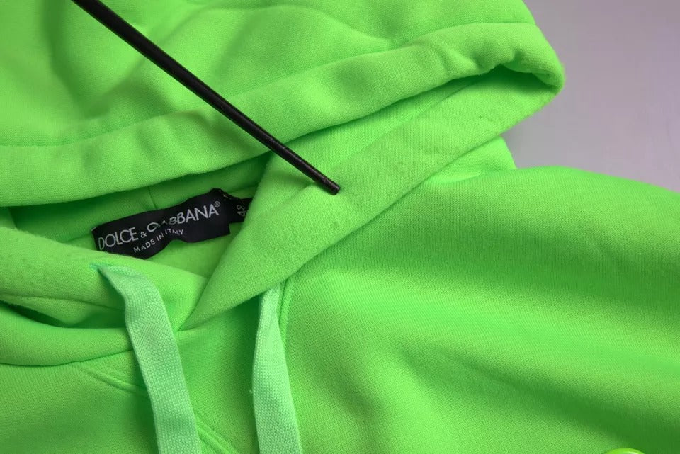 Dolce & Gabbana Neon Green Logo Pullover Capuchon Sweatshirt Trui