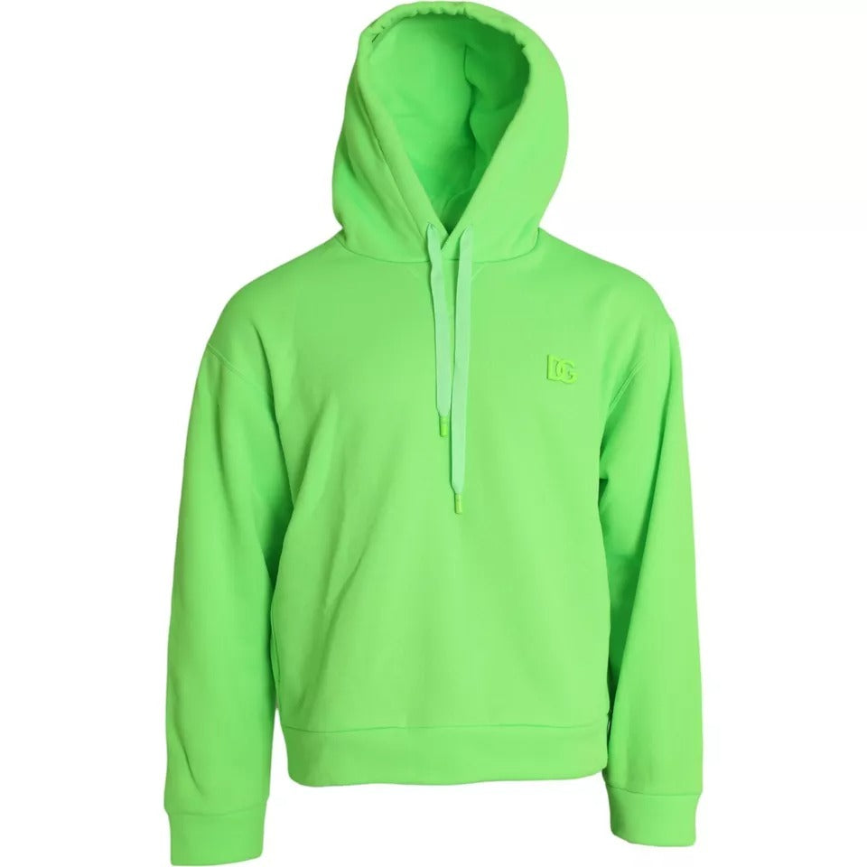 Dolce & Gabbana Neon Green Logo Pullover Capuchon Sweatshirt Trui