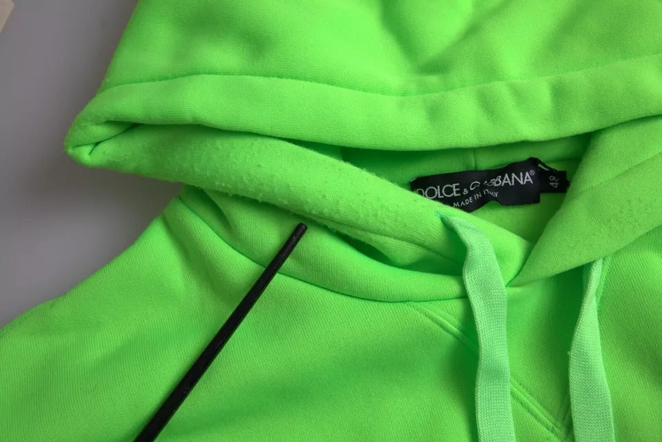 Dolce & Gabbana Neon Green Logo Pullover Capuchon Sweatshirt Trui