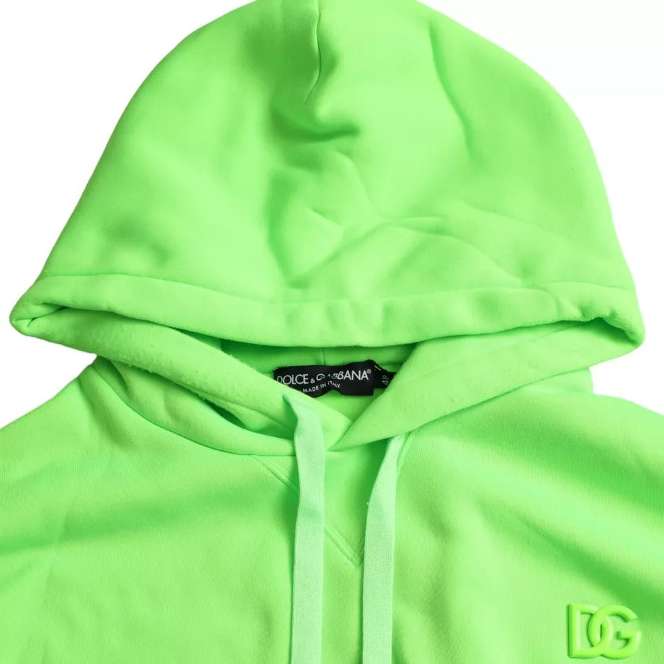 Dolce & Gabbana Neon Green Logo Pullover Capuchon Sweatshirt Trui